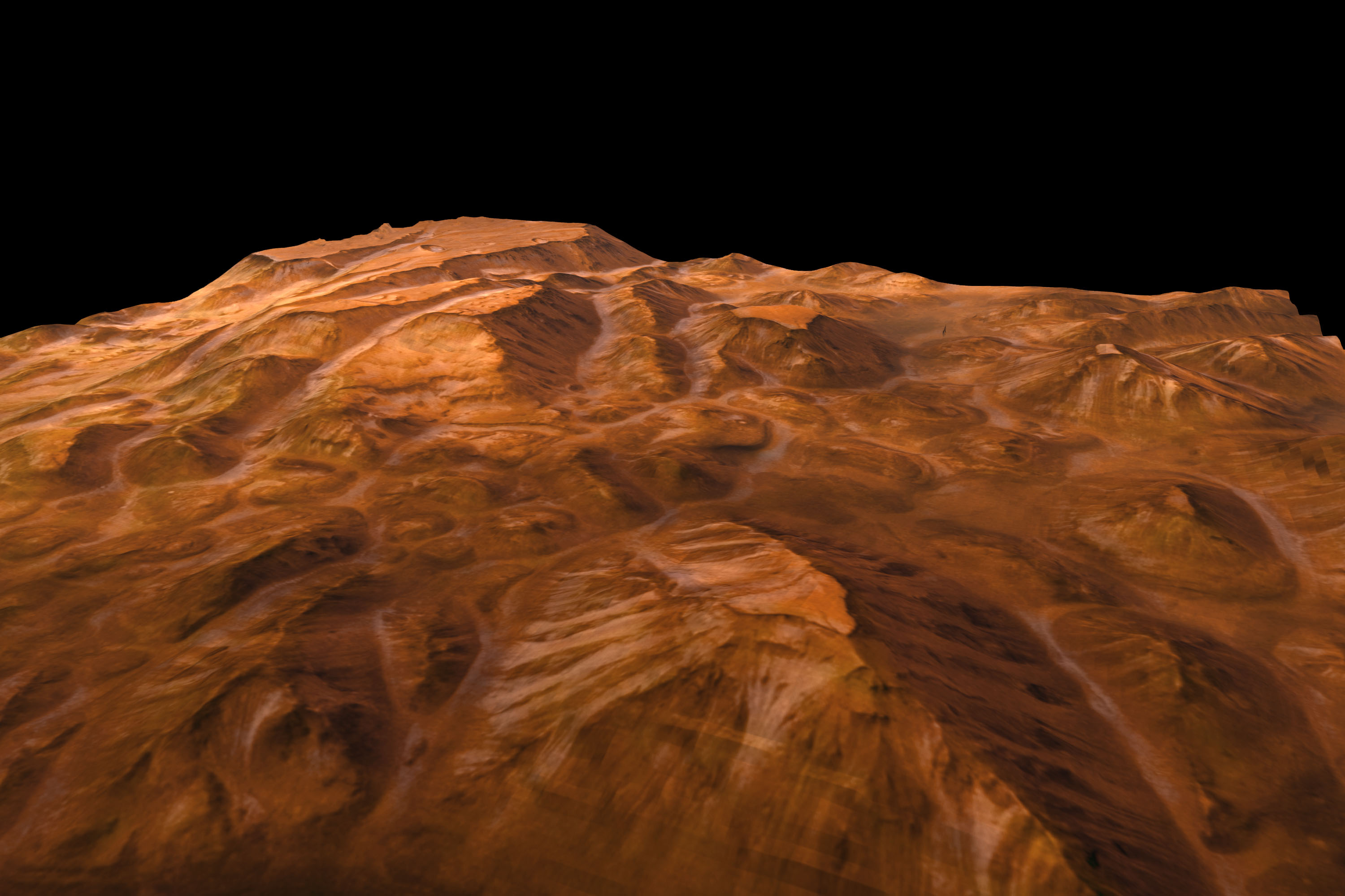 Perspective de Valles Marineris par Mars Express