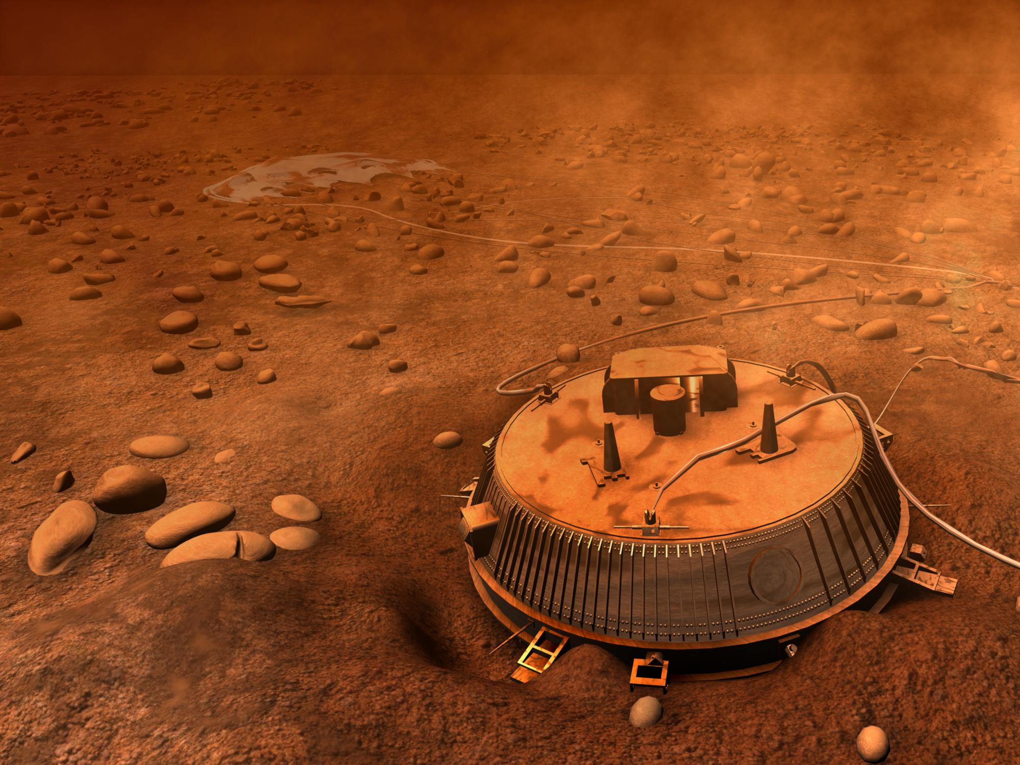 Vue d\'artiste de Huygens sur Titan