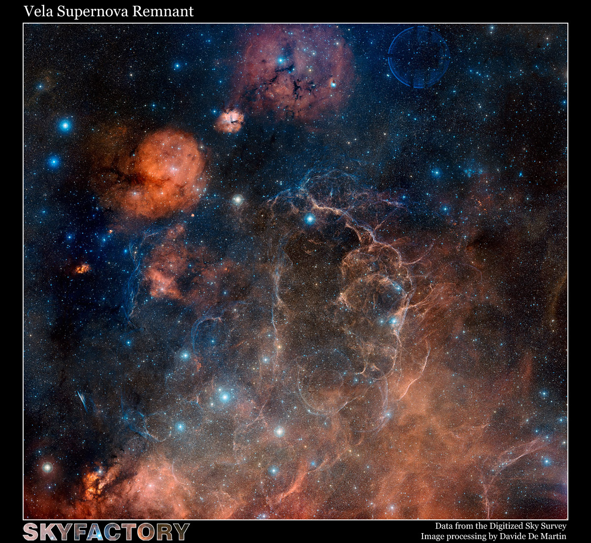 Le rémanent de supernova de Vela en lumière visible