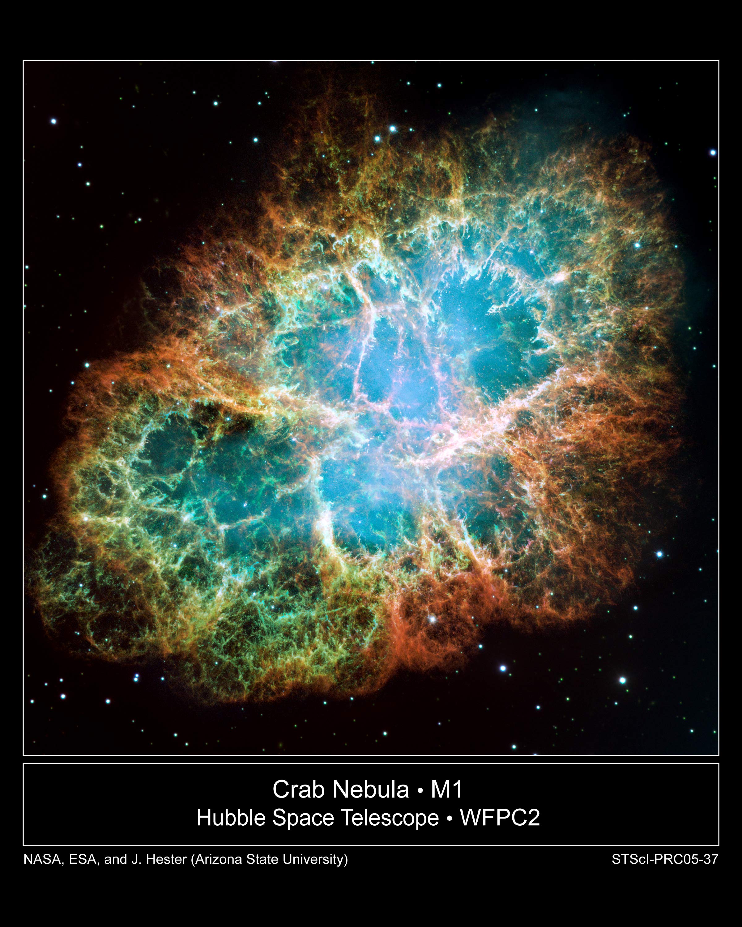M1, la nébuleuse du Crabe vue par le télescope spatial Hubble