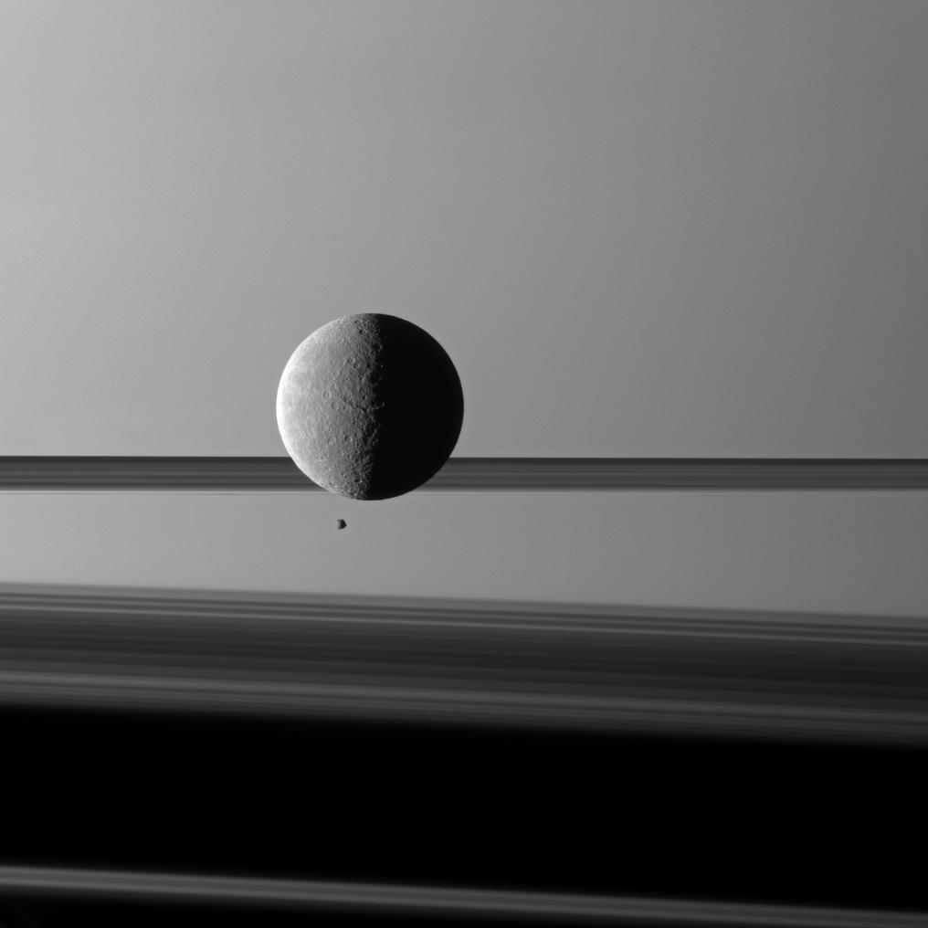 Jeu de lunes devant Saturne