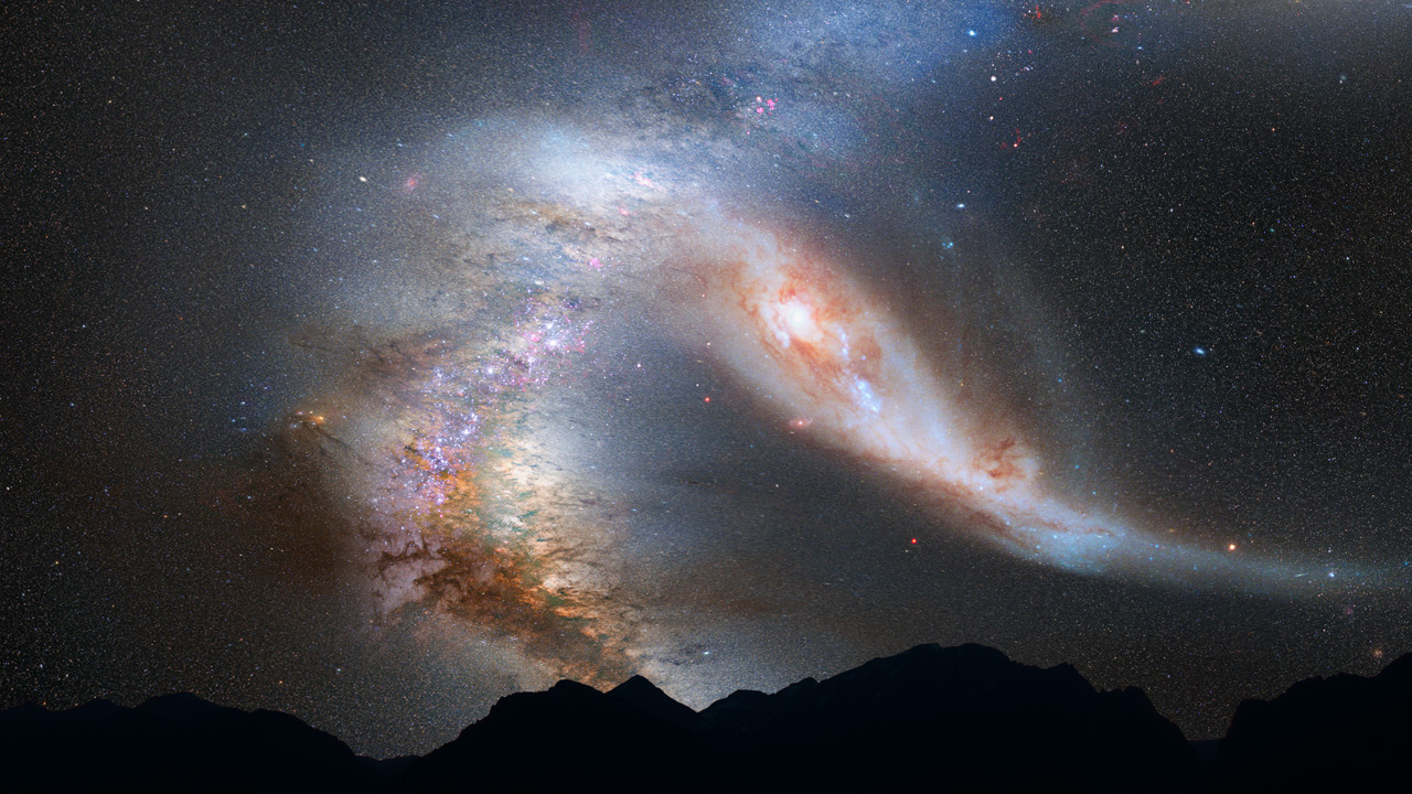 Collision entre la Voie lactée et Andromède