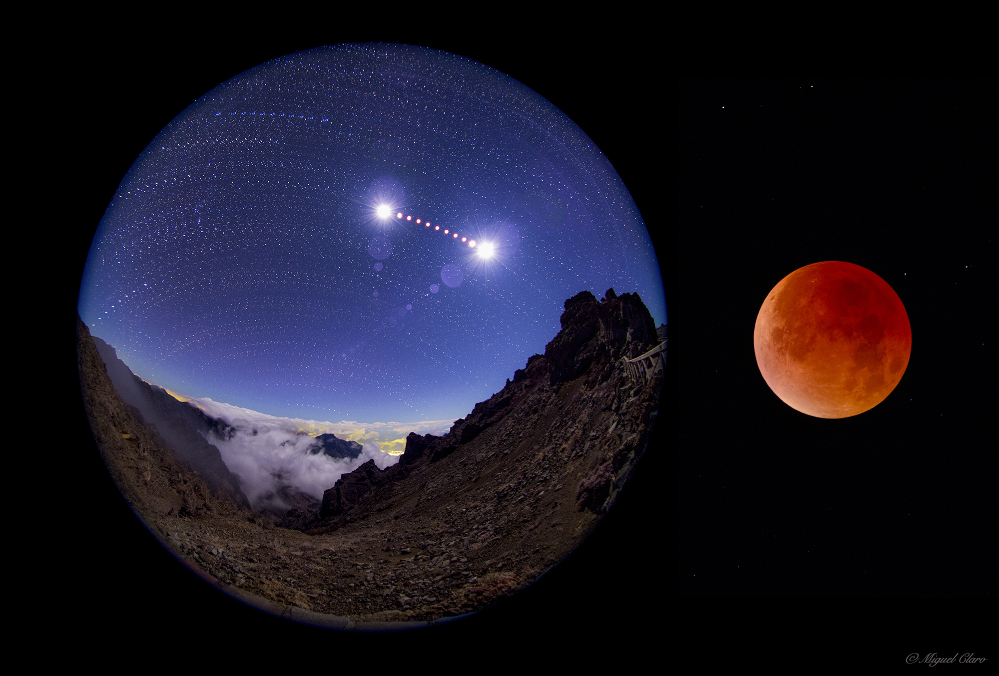 Eclipse de Lune dans le ciel de La Palma