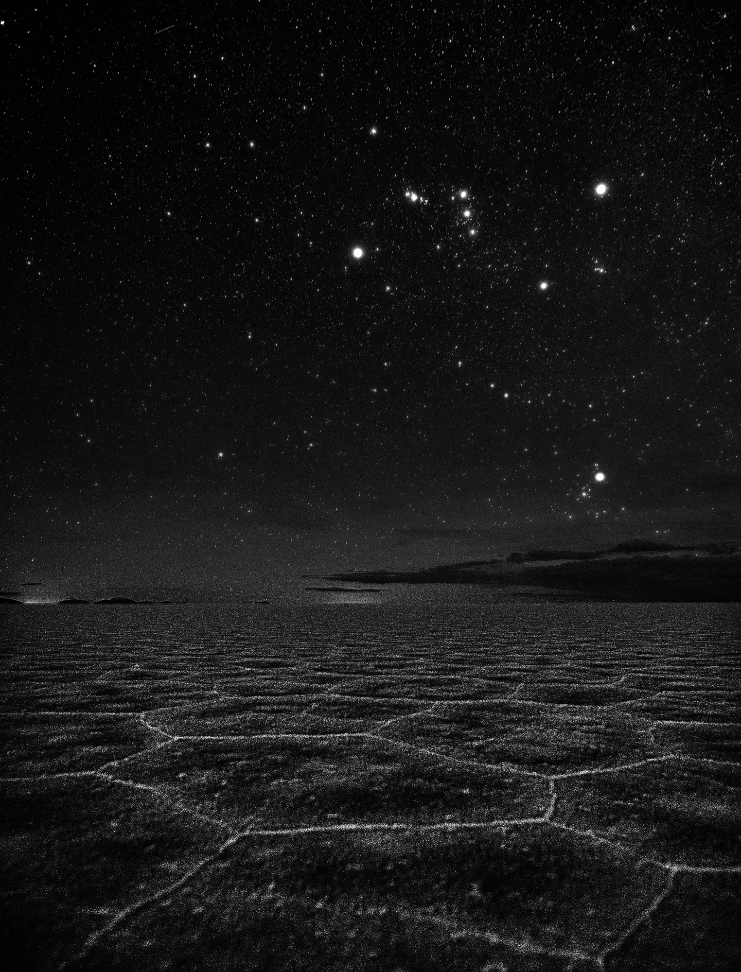 Le désert de sel d\'Uyuni sous les étoiles