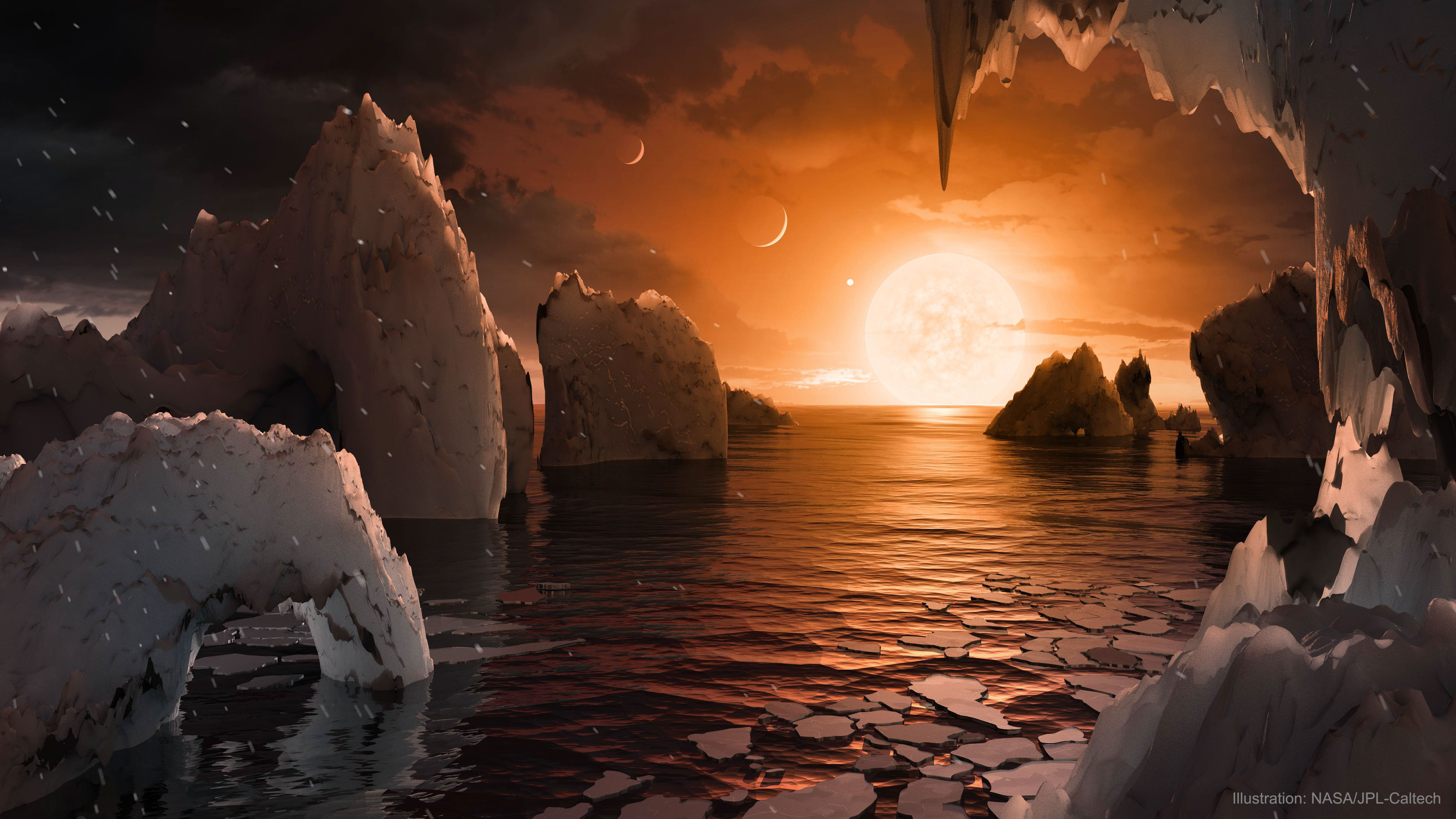 Impression d\'artiste de la surface de TRAPPIST-1f