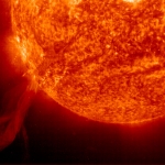 Une protubérance solaire par SOHO 