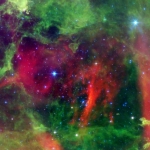 Chaudes étoiles dans la nébuleuse de la Rosette