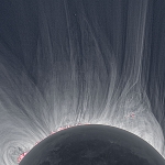 Vue détaillée de la couronne solaire pendant une éclipse