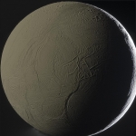 Lumière cendrée de Saturne sur Encelade