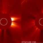 La comète ISON avant et après