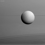 Dioné, anneaux, ombres et Saturne