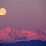 Coucher de Lune sur les Alpes et Superga