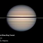 Dioné et Rhéa transitent devant les anneaux de Saturne