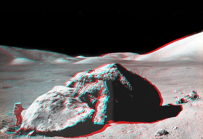 Apollo 17 : rocher en stéréo
