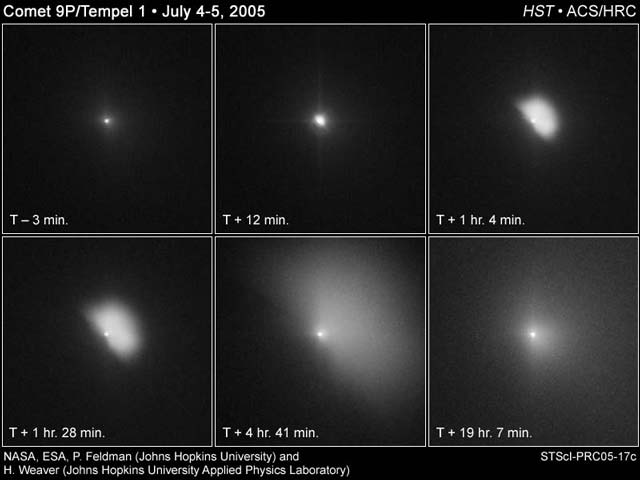 Deep Impact sur la comète Tempel 1 par Hubble