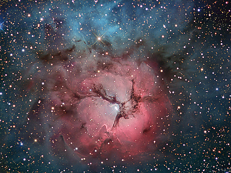 La nébuleuse Trifide en étoiles et poussières