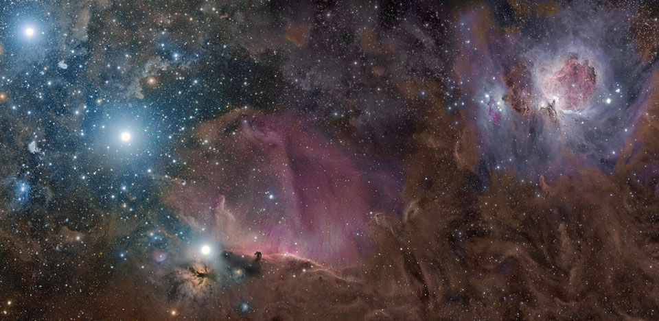 Orion en gaz, poussières et étoiles