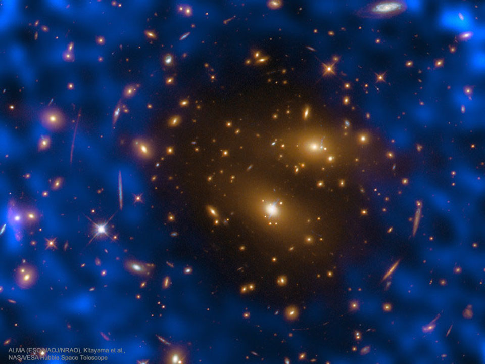 Le gaz d\'un amas de galaxies parasite le fond diffus cosmologique