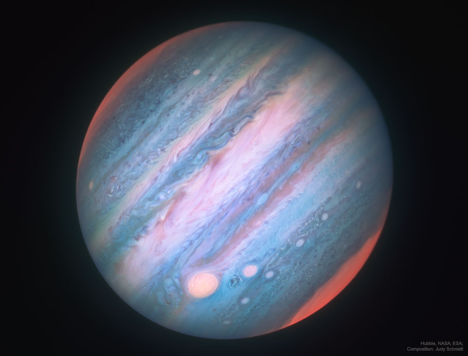 Jupiter vue dans l\'infrarouge par Hubble