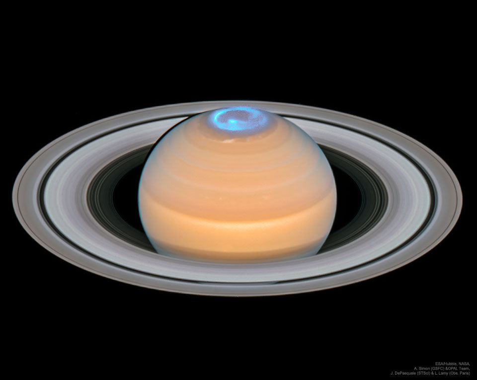 Aurore au pôle nord de Saturne