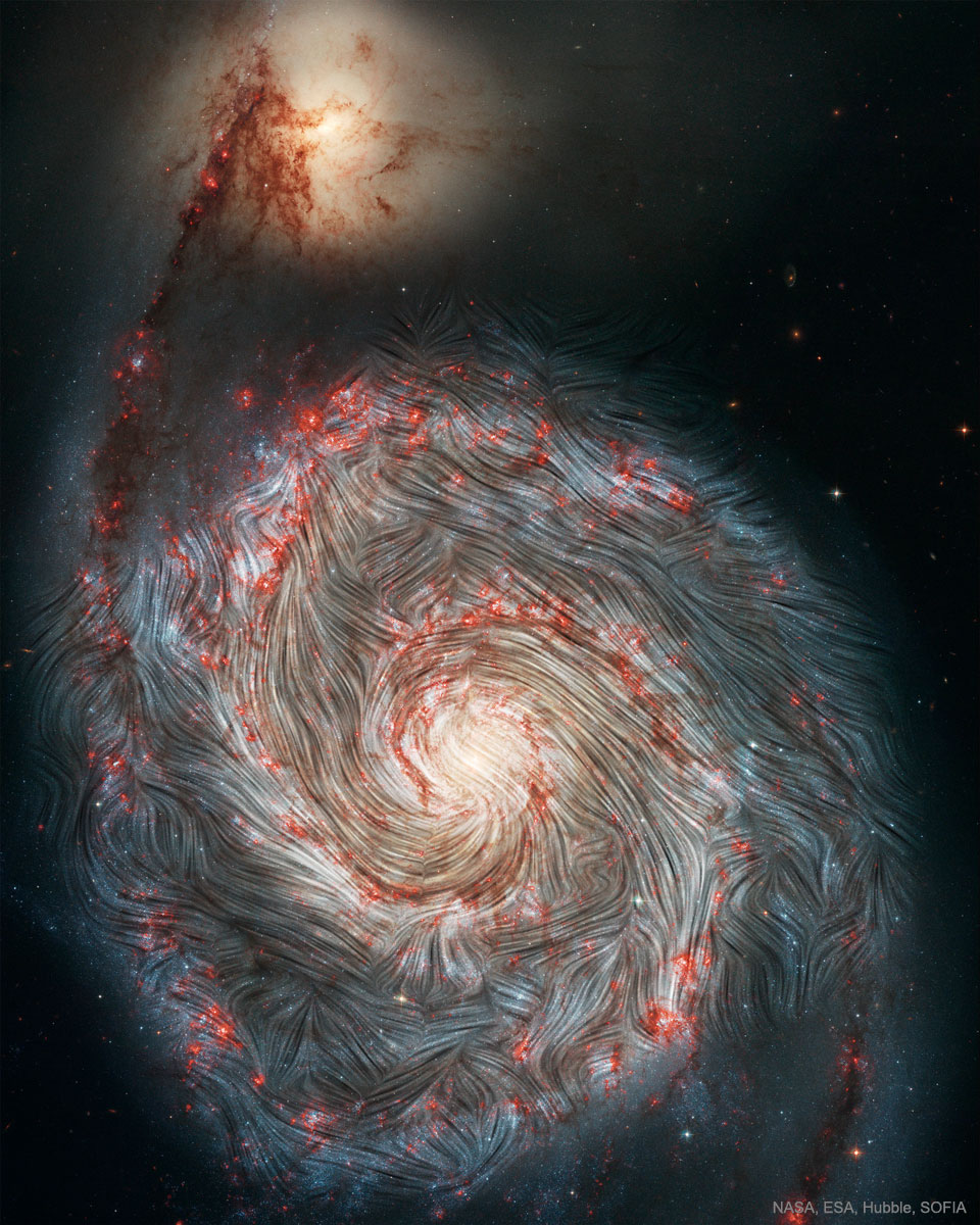 Le champ magnétique de la galaxie du Tourbillon