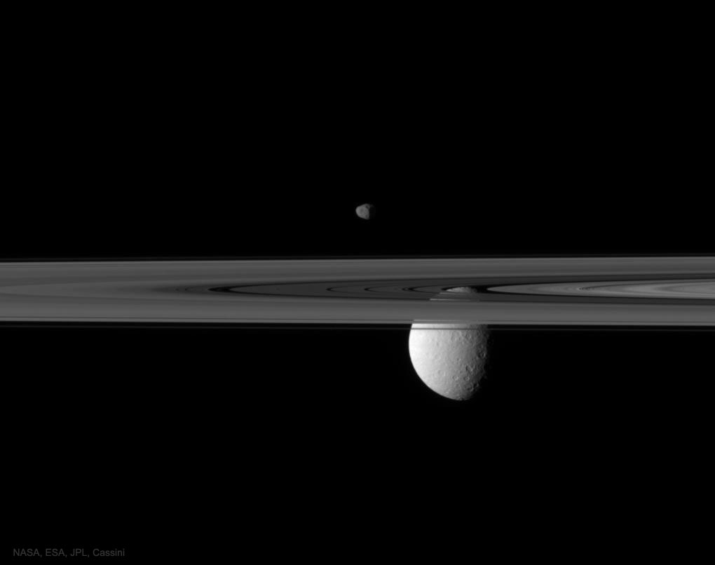 Des lunes et les anneaux de Saturne