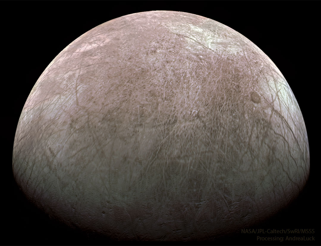 Europe, la lune de Jupiter, vue par la sonde Juno