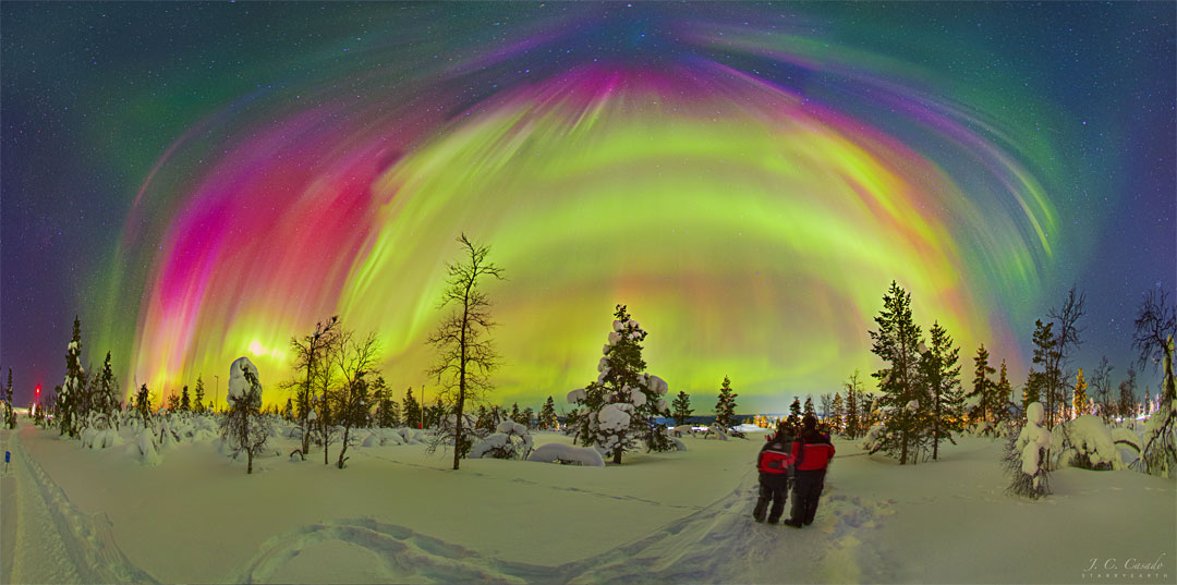 Tempête d\'aurore polaire en Laponie