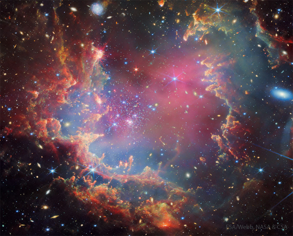 NGC 602, étoiles contre piliers de poussière et de gaz